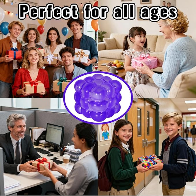 Ice Cube Squishy Fidget Toy, Standard Size 1.96 in Stress Ball for Adults and Kids, Puffwize Soft Textured Sensory Toy with Irregular Shape for Anxiety Relief and Improving Focus(Purple)