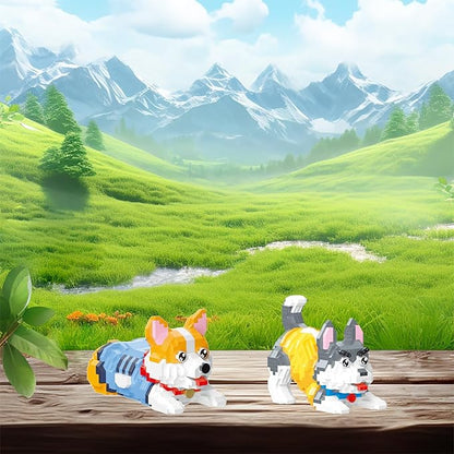 Cute Animal Building Blocks, Pet Micro Mini Building Blocks for Adults and Kids Age 6+ Gift Toy 952 Pcs (Yellow Husky)