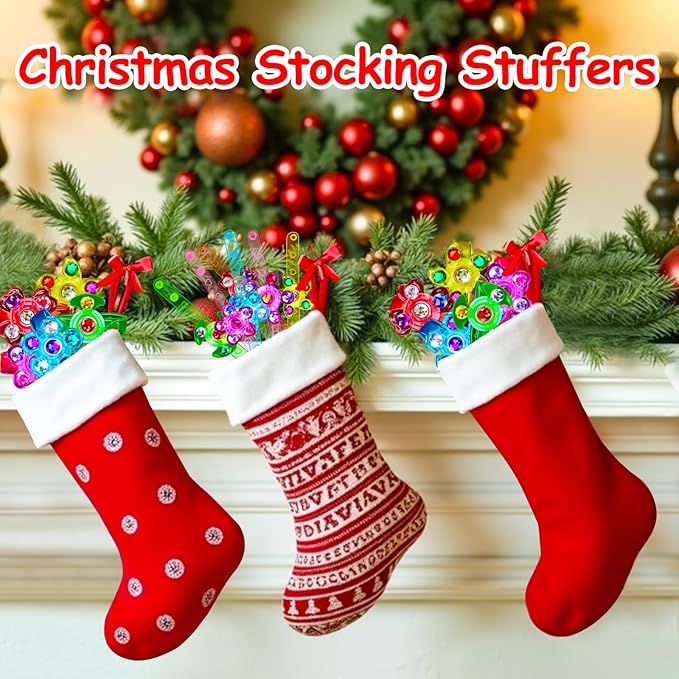 24PCS LED Light Up Fidget Spinner Bracelets Valentine Party Favors Bulk for Kids 4-8 8-12 Glow in Dark Goodie Treat Bag Stuffers Treasure Box Toys Carnival Prizes Birthday Return Gifts for Boys Girls