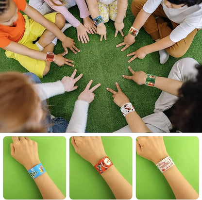 48 PCS Christmas Slap Bracelets Christmas Toys for Kids Boys Girls Toddlers Christmas Party Favors Stocking Stuffers Gifts