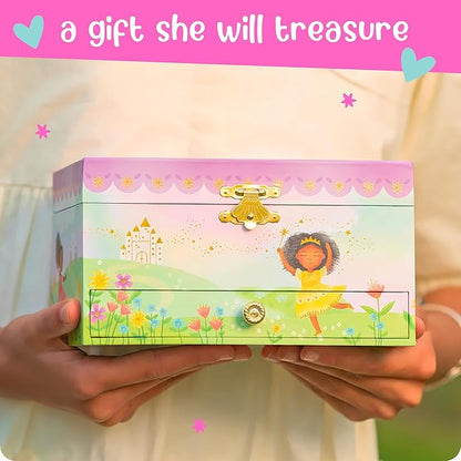 Musical Ballerina Kids Jewelry Box - Girls Jewelry Box with Mirror, Ballerina Gifts for Girls Age 4-6