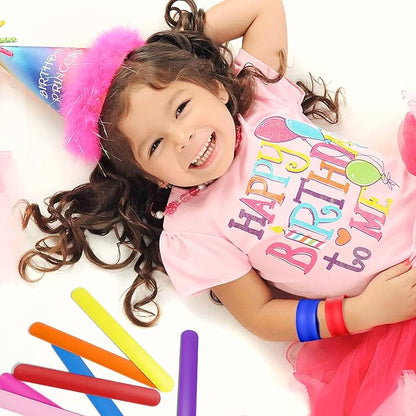 Novelty Place Silicone Rainbow Slap Bracelets Party Wrist Strap, 12 Colors Silicone Wristband for Teens Kids Classroom Craft Activity Prize Gift Party Costume (Pack of 12)