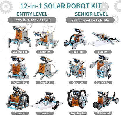 Lucky Doug Toys for Ages 8-13, 12-in-1 STEM Solar Robot Kit Toys Gifts for Kids 8 9 10 11 12 13 Years Old, Educational Building Science Experiment Set Birthday for Kids Boys Girls