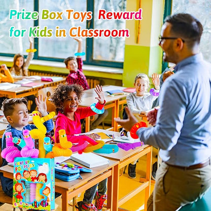 6 PCS Light Up Pop Tubes Toys Gifts for Kids ,Christmas Glow Sticks Party Favors Stocking Stuffers,LED Bracelets Necklaces Accessories for Children,Travel Camp Camping Fun for Kids