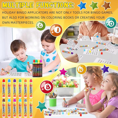 Crtiin 120 Pack Mixed Colors Set of Daubers Dot Markers Supplies in 12 Colors Art Markers Paint Craft for Art and Crafts Painting Supplies Drawing Coloring