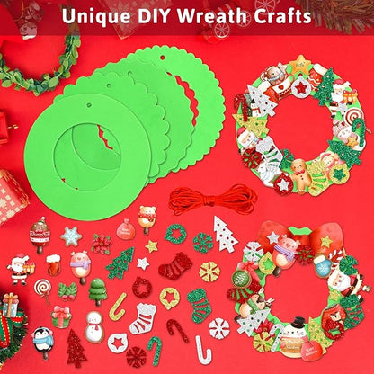 Christmas Foam Wreath Craft Kits 16PCS DIY Christmas Ornament Foam Sticker Holiday Activity for Kids Christmas Party Decoration Supplies