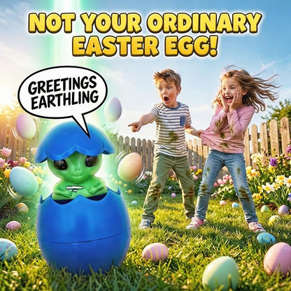 Egg Pops Talking Easter Egg Toy - Figure Pops Up & Plays Sounds, Easter Basket Stuffers for Teens - Interactive Kids Toys or Funny Gag Gifts for Teens, Cute Collectible Spring Character (Alien)