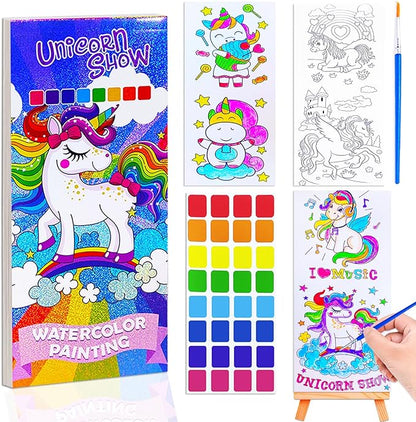 BAOXUE Water Color Paint Sets for Kids, Pocket Watercolor Painting coloring Book, Paint With Water Books for Kids Ages 4-8, Art Craft Set for Girls Boys Drawing with Brush