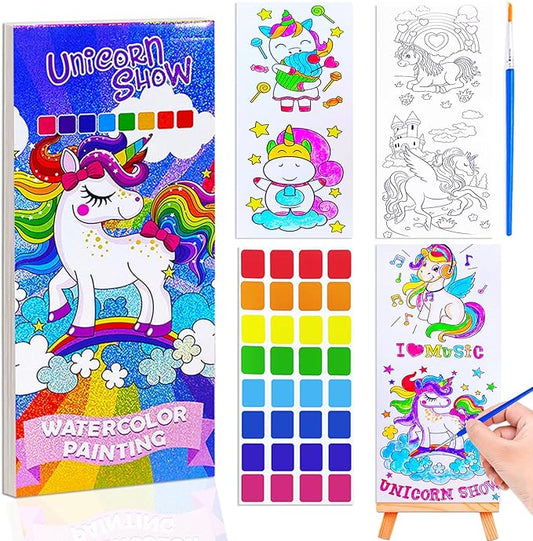 BAOXUE Water Color Paint Sets for Kids, Pocket Watercolor Painting coloring Book, Paint With Water Books for Kids Ages 4-8, Art Craft Set for Girls Boys Drawing with Brush