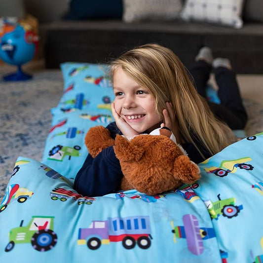 Wildkin Microfiber Pillow Lounger, 87 X 27 Inches, Trains, Planes & Trucks
