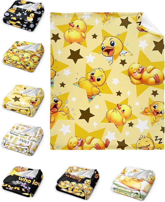 Aparajita Yellow Star Ducks Adult Duck Blanket Kids Funny Blanket Suitable for Bedroom Bed Sofa Crib Couch Chair Outdoor All Season Items That Yellow Duck Lovers Will Love 80"x60"for Adult