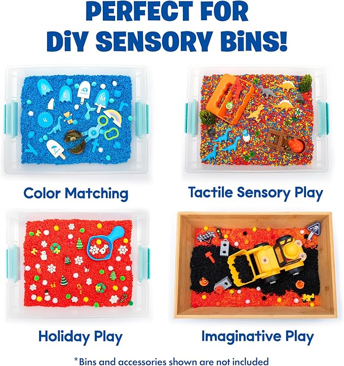 Educational Insights Playfoam Pluffle for Sensory Bins 4-Pack - Red, Blue, Orange & Black Sensory Bin Filler for Sensory Table, Great for Sensory Play