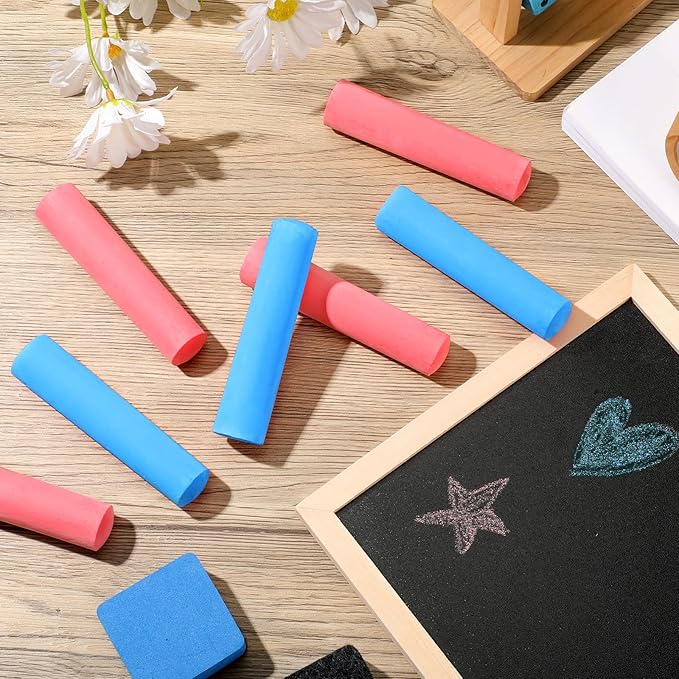 Fulmoon 40 Pcs Jumbo Sidewalk Chalk for Kids Outdoor Art Non Toxic Large Washable Street Chalk for Adults Drawing Painting Graffiti Classroom(Red, Blue,Round Style)