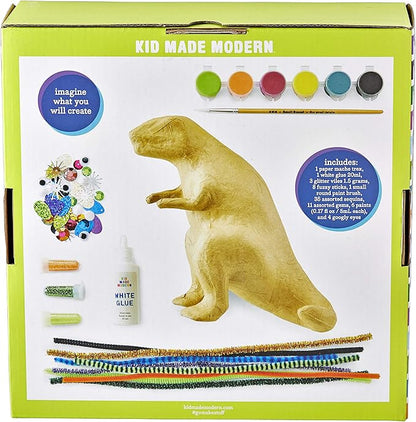 Kid Made Modern T-Rex Dinosaur Paper Mache Kit with Ornaments for Crafts - Kids DIY Engineering Kit for STEAM Projects (Ages 6+)