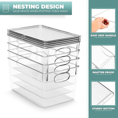 Sorbus Large Clear Plastic Bins with Lids – Stackable Organizer for Toys, Clothes, Medicine, Makeup, Closet, Art Supplies, Bathroom, Shoes – 8 Pack