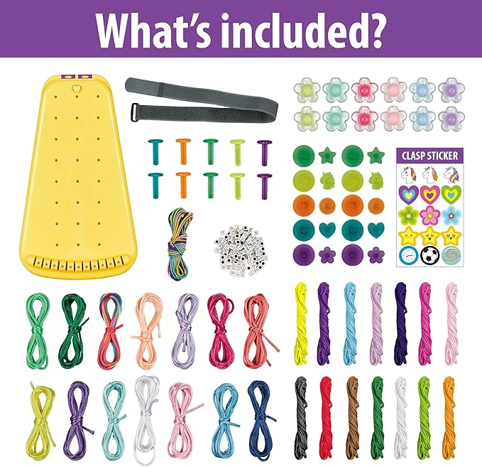 Chilpals Friendship Bracelet Making Kit for Girls,Arts and Crafts for Kids Ages 8-12,Birthday Gifts Ideas for Girl 7 8 9 10 11 Year Old - 2 in 1 Bracelets String Maker Toys Set (Yellow)