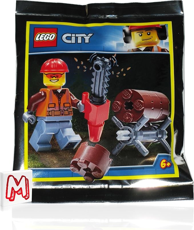 LEGO City MiniFigure - Forester Lumberjack Tree Trimmer (with Chainsaw and Tree Log)