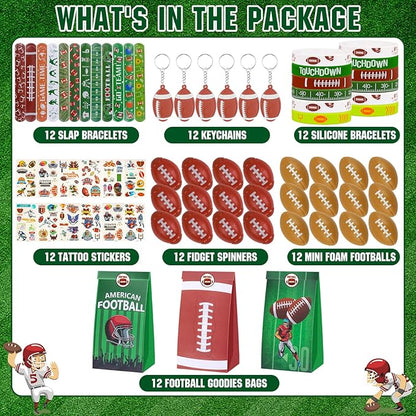 Football Party Favors Football Party Supplies with Football Spinners Mini Football Keychain Sticker Slaps Bracelets Thank You Tags for Football Birthday Decorations Goodie Bag Stuffers Classroom Prize