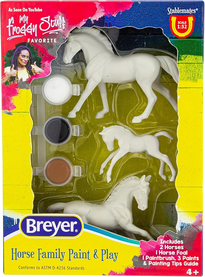 Breyer Horses Stablemates Horse Family Paint Set | 3 Horse Set | 1:32 Scale | Horse Toy | Model #4239, White