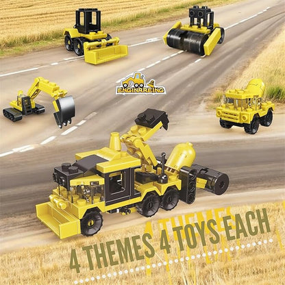 Mini 16 Car Building Blocks Compatible with Lego Party Favors for Kids, Prizes for Kids Classroom, Goodie Bag Fillers