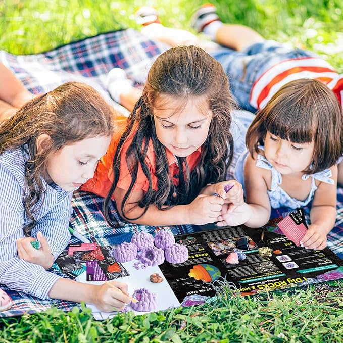 Byncceh Mineral Mining Kit Rock Mining Kit Gem Dig Kit - Dig up 12 Rock & Mineral Collection Gemstones & Crystals Dig Kit for Kids Gemology Mining Gift Rocks Minerals, Excavation Toys for Boys Girls