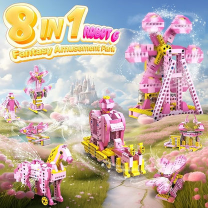 Apitor Robot G STEM Kits for 6-7 Year Old Girl, 8 in 1 Electric Building Toys for Kids 6-8 8-10, DIY Educational Construction Science Kit for Girls 6-12 Christmas Birthday Gift