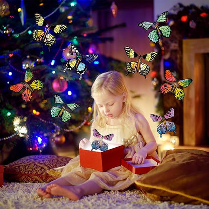 SANYIYIBA 12 Pcs Flying Butterfly Toy Magic White Painting Butterflies Wind Up Butterflies Toys Painted Craft Card Set Gift for Kids on Birthday Wedding Party