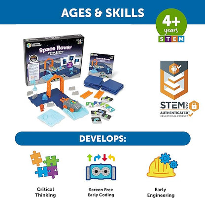 Learning Resources Space Rover Deluxe Coding Activity Set, 46 Pieces, Ages 4+, Coding for Kids, Coding Toys, Kids STEM,Toys STEM, Toys for Classroom,Space Toys, Astronaut Toys