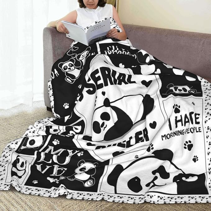Panda Throw Blanket Panda Gifts for Girls Kids Teens Plush Fleece Flannel Panda Blanket Soft Cozy Warm Fuzzy Pandas Animal Blankets for Kids Adults Couch Bed Sofa All Seasons 50"X60"