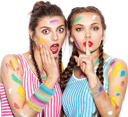 100 Pieces Silicone Jelly Bracelets Luminescent 80s 90s Hair Ties Accessories Multicolor Rainbow Wristband Valentine's Party Favor Mardi Gras Wrist Armband Retro Band for Girls Women Employee Team