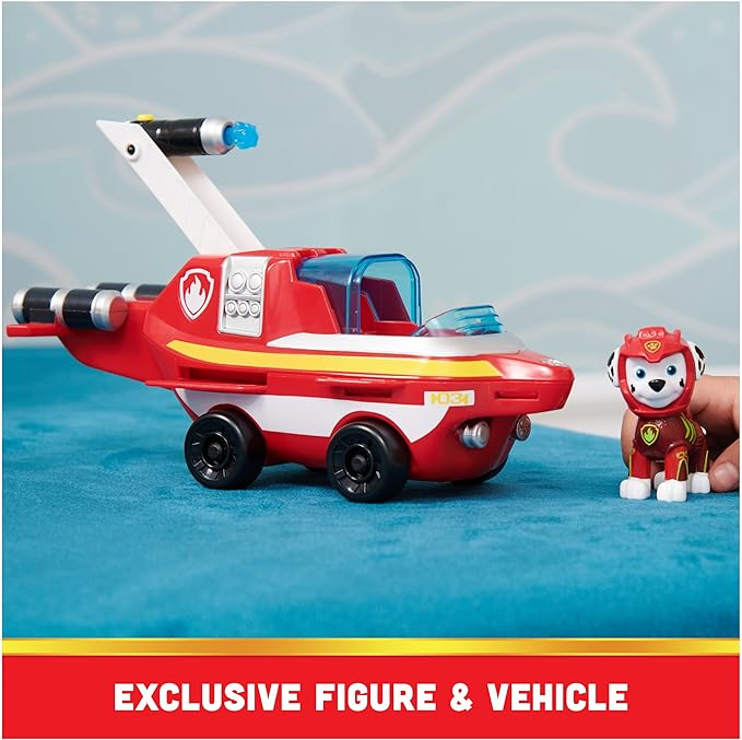Paw Patrol Aqua Pups Marshall Transforming Dolphin Vehicle with Collectible Action Figure, Kids Toys for Ages 3 and up