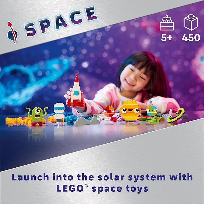 LEGO Classic Creative Space Planets Building Toys Set - Space Toys for Kids, Boys & Girls, Ages 5+ - Includes Alien, Rocket Ship, & Glow in The Dark Bricks - Birthday Gift Idea - 11037