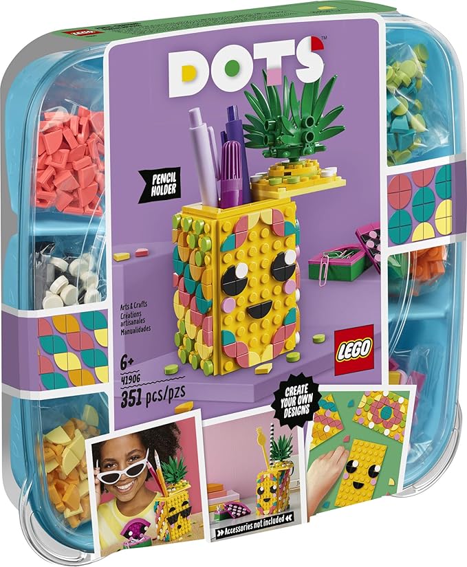LEGO DOTS Pineapple Pencil Holder 41906 DIY Craft Decorations Kit, A Fun Craft kit for Kids who Like Arts and Crafts Projects, That Also Makes a Great Holiday or Birthday Gift (351 Pieces)