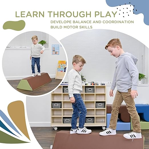 Children's Factory Soft Balance Beam, Firm Foam Walking Beam, Build Coordination and Gross Motor Skills, Woodland