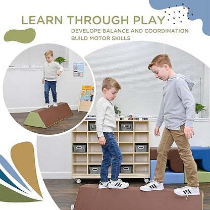 Children's Factory Soft Balance Beam, Firm Foam Walking Beam, Build Coordination and Gross Motor Skills, Woodland