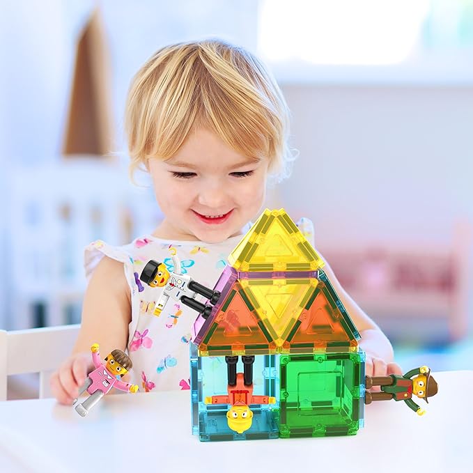 PicassoTiles Profession Character Action Figures Toddler Toy Set Pretend Play Magnet Expansion Pack Add-on STEM Construction Building Block Tile PTA02