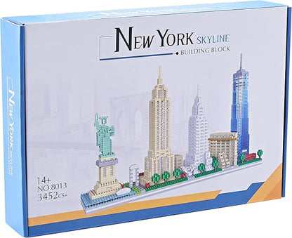 Micro Building Blocks Set World Famous City Architecture New York Skyline Model Kit Skylines Collection Set for Adults and Teens 14+ 3452 Pieces