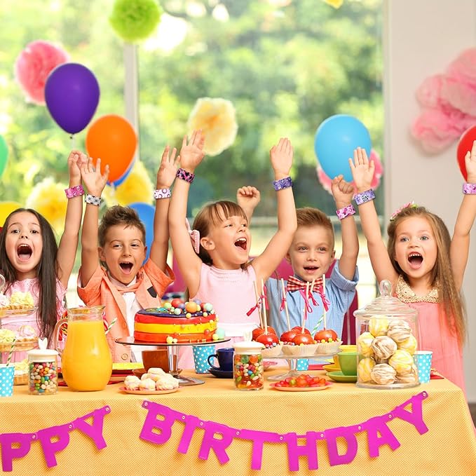 Junkin 48 Pcs Horse Party Favors Kids Western Party Slap Bracelets Disco Pink Cowgirl Cowboy Gifts Wristbands for Western Theme Birthday Party Supplies Stuffers Last Rodeo Bachelorette Prizes