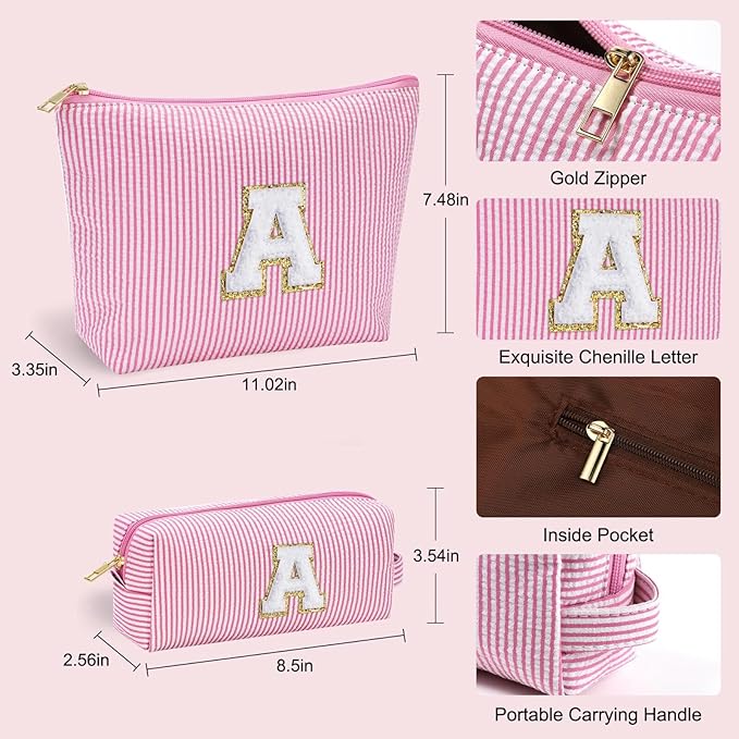 YOOLIFE Birthday Gifts for Kids Teen Girls Gifts for Girls, Pink Makeup Bag Cosmetic Bag Daughter Sister Gifts Birthday Gifts for Girls Women Teacher Gifts Preppy Makeup Bag Mothers Day Gifts L