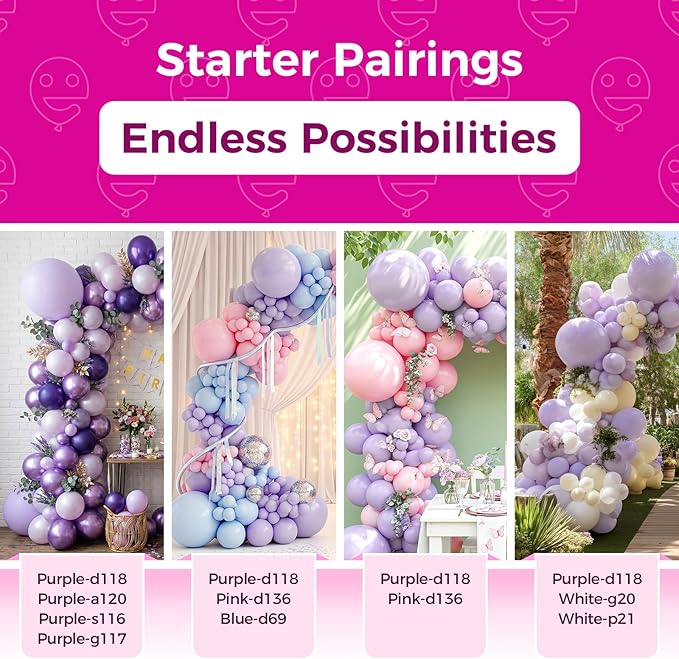 Bezente Pastel Purple Latex Party Balloons - 150 Pack 5 inch Round Helium Pale Lavender Light Purple Lilac Balloons for Bridal Shower Gender Reveal Birthday Wedding Sunflower Party Decorations