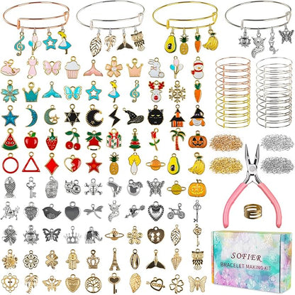 Sofier Bangles Bracelet Making Kit DIY Jewelry Making Kit and Supplies Expandable Charm Bracelets Gift Box Toy Art Craft Gift for Girl Teen Women Adult Halloween Christmas Party