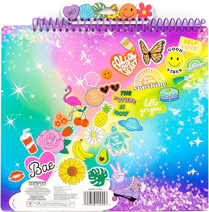Just My Style Pop & Color Sketchbook, Creative Fidget Sketchbook and Pen Set, Great Weekend Activity, Includes Cute Puffy Stickers & Mindfulness Activity Book for Kids Ages 6, 7, 8, 9