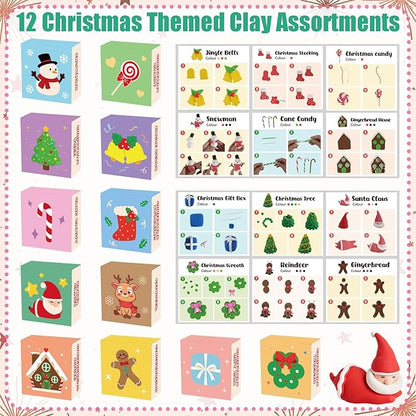 Christmas Air Dry Modeling Clay Kids, DIY Polymer Clay Kit Ultra Light & Soft, Creatibles Play Dough Set Best Christmas Arts and Crafts Gifts for Kids Boys Girls Beginners