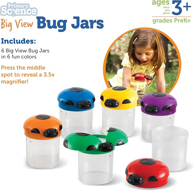Learning Resources Big View Bug Jar, Outdoor Toys, Science Exploration, Set of 6