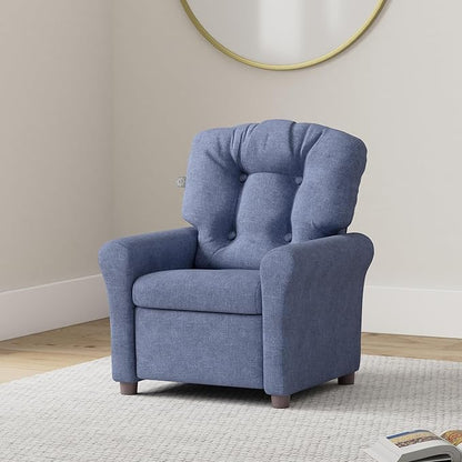 The Crew Furniture Traditional Kids Recliner, Toddler Ages 1-5 Years, Home Décor Polyester Linen, Sapphire