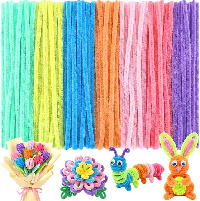 Yunsailing 200 Pcs Pipe Cleaners 6 mm x 12 Inch Chenille Stems Pipe Cleaners Craft Supplies Art Supplies Adults DIY Creative Decorations Creative DIY Projects Decorations (Macaron Color)