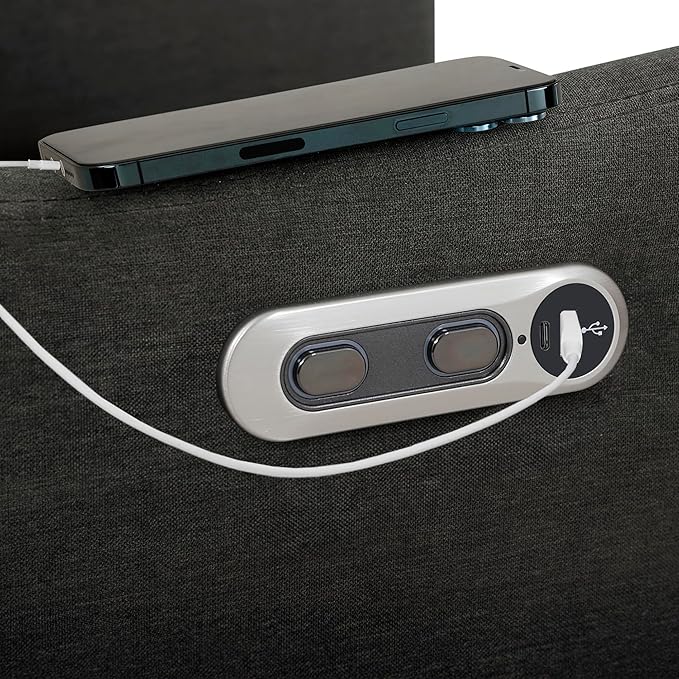 Delta Children Mercer Electronic Power Recliner and Swivel Glider with USB and Type-C Ports in LiveSmart Performance Fabric - Water Repellent & Stain Resistant, Dark Grey