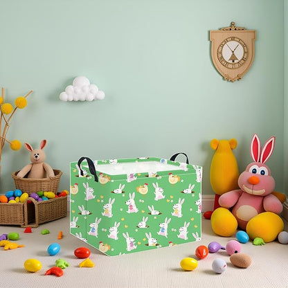HIYAGON Rectangular Easter Basket for Kids Baby Easter Basket for Boys and Girls Cute Toy Storage Organizer Bin Box Room Decor(Cute Easter Basket)