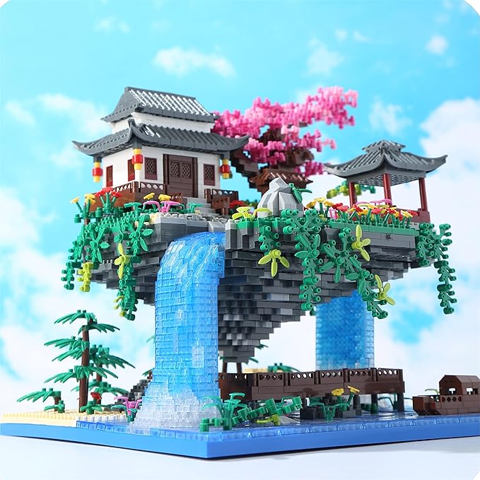 Cherry Blossom Tree Building Set with Gift Box, Original Music Cherry Blossom Tree House(Type :Symphony), Japanese Sakura Tree House Lights Building Kit（3320 Pcs, Cherry Bonsai Tree Building Set.