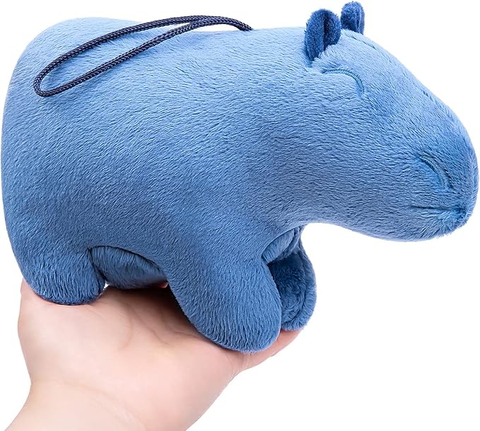 Little Capybara Plush, Realistic 8” Blue Capybara Stuffed Animal, Lifelike Rodent Capybara Weigted Toys, Simulation Soft Crawling Capybara Stuffed Toys, Unique Plushie Toys Model Dolls for Kids